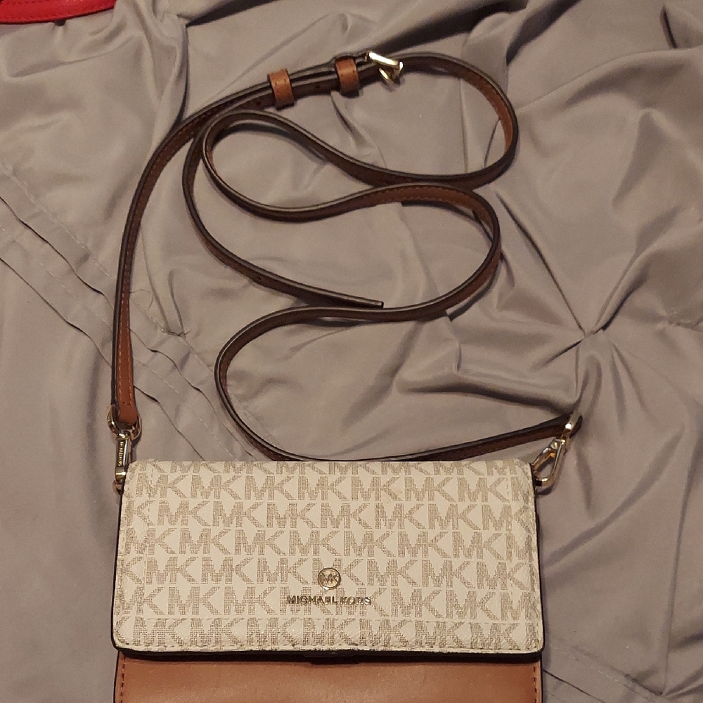 Michael Kors Brown and Cream Crossbody Bag
